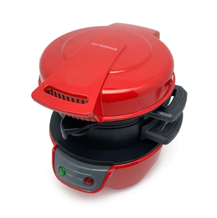 Red sandwich maker on a white background