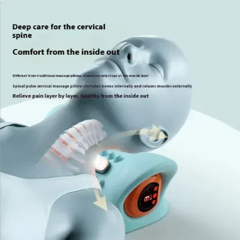 Neck Massager with digital display highlighting cervical spine care.