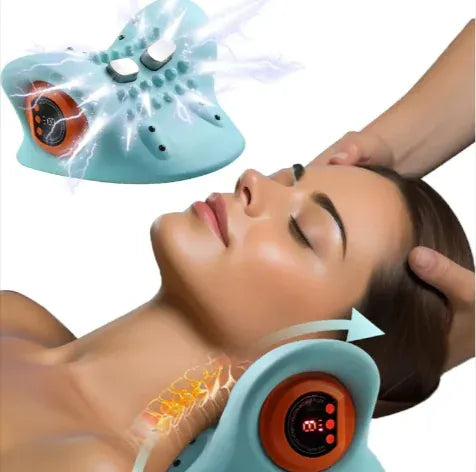 Person receiving neck and shoulder massage with Smart Vacuum Suction Massage Device