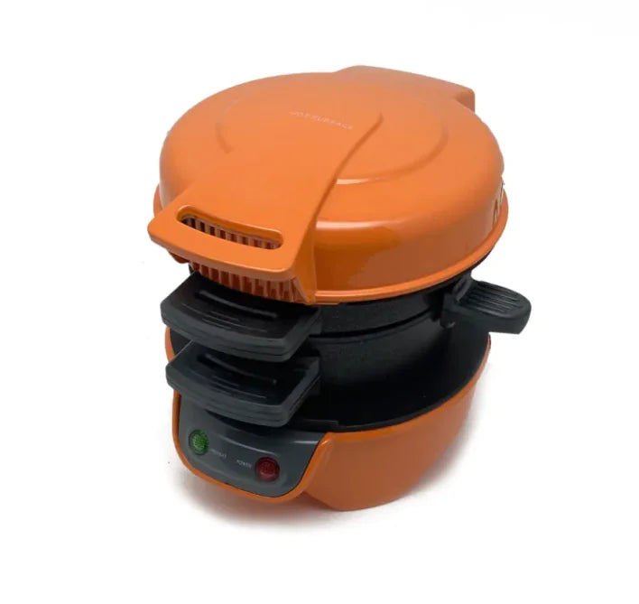 Orange and black appliance on a white background