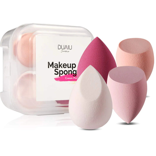 Makeup sponges with aDUAIU branded container on a white background