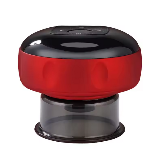 Red and black kitchen tool on a white background