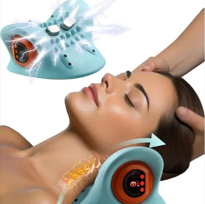 Person receiving neck and shoulder massage with Smart Vacuum Suction Massage Device