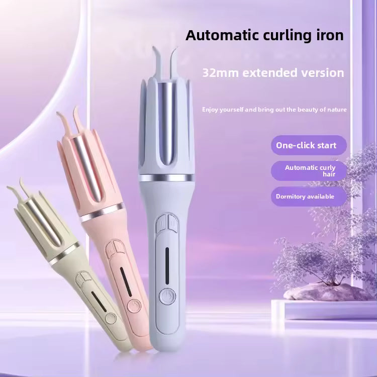 Automatic curling iron with extended version on a purple background