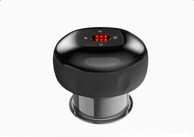 Black electronic device with digital display on a white background