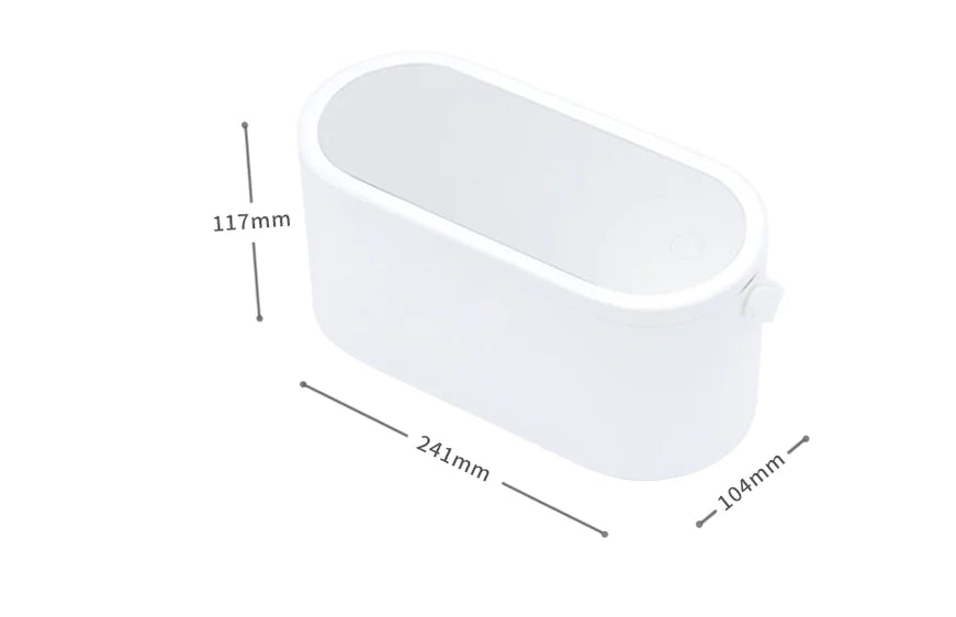 White rectangular object with dimensions labeled on a white background