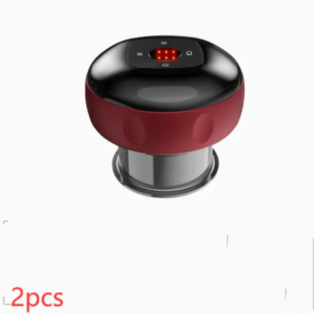 Red and black electronic device on a white background