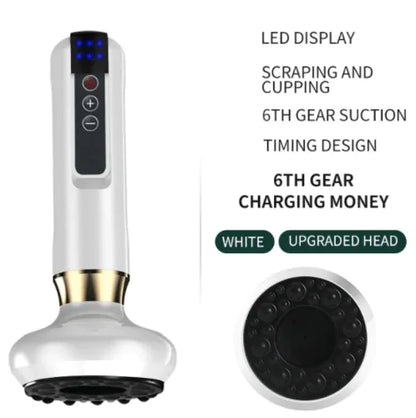 White handheld device with LED display and suction cup design on a white background