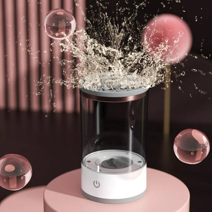 Bubbling water dispenser with water splashes and bubbles on a dark background